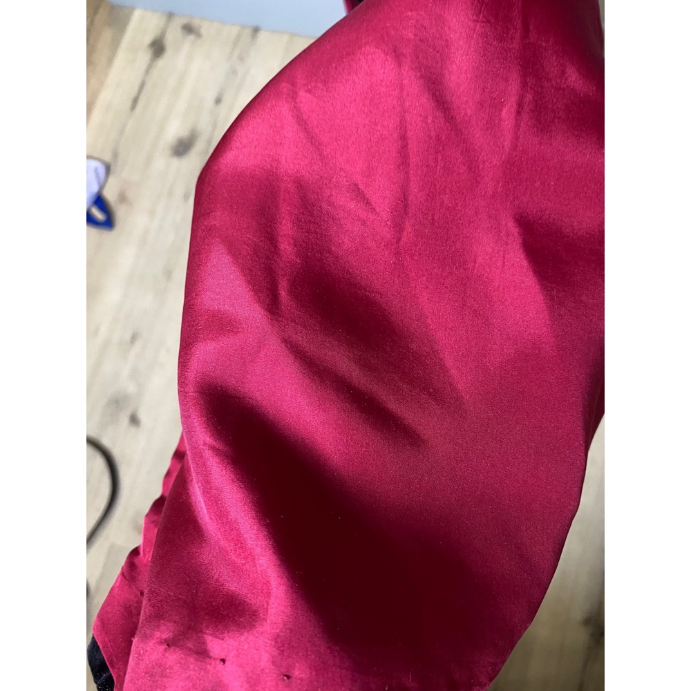 Vintage 60s 70s Black Fuschia Floral Velvet Sparkles Cheongsam Maxi Dress M/L - Picture 8 of 8